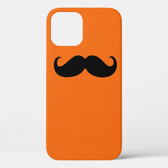 Funny Black Mustache on Orange Background Case-Mate iPhone Case (Back)