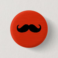 Funny Black Mustache on Orange Red Background