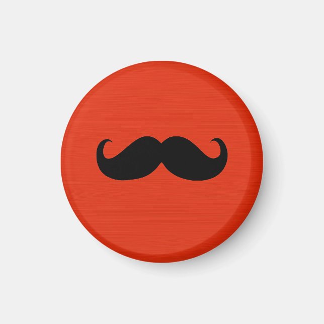 Funny Black Mustache on Orange Red Background Magnet (Front)