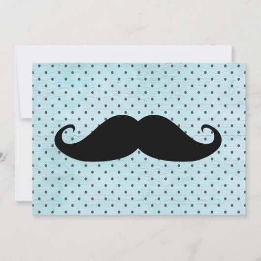 Funny Black Mustache On Teal Blue Polka Dots (Front)