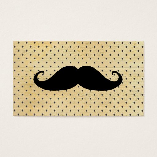 Customizable Funny Black Mustache On Vintage Yellow Polka Dots Business Card Template