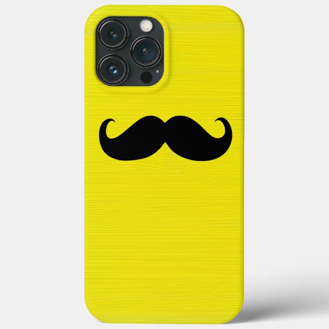 Funny Black Mustache on Yellow Background Case-Mate iPhone Case (Back)