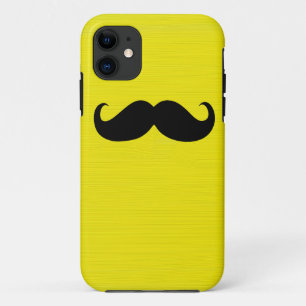 Funny Black Mustache on Yellow Background iPhone 11 Case