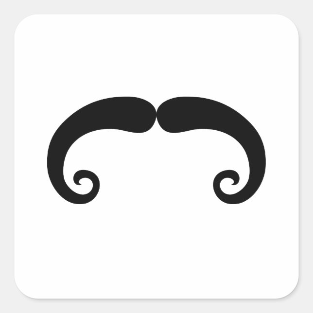 Funny Black Mustache or Moustache Style Square Sticker (Front)