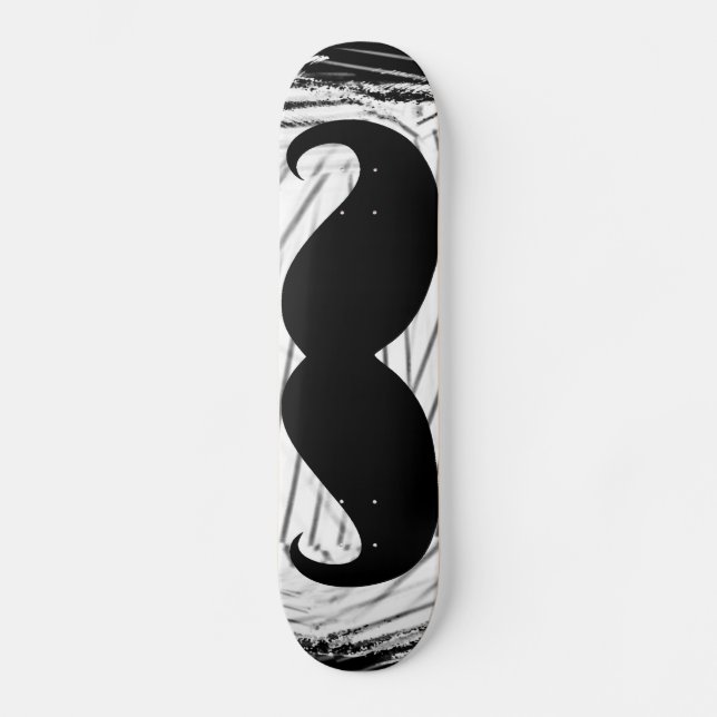 Funny black mustache skateboard deck (Front)