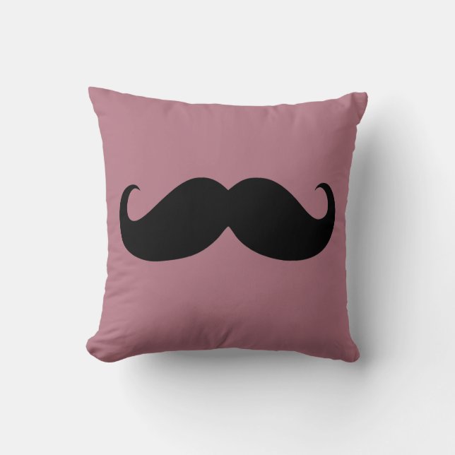 Funny Black Mustache Throw Pillow (Front)