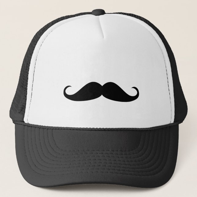 Funny Black Mustache Trucker Hat (Front)