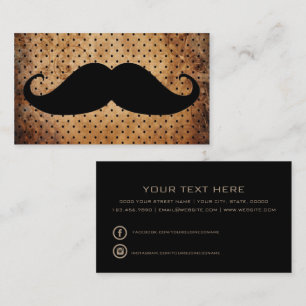 Funny black mustache vintage polka dots business card