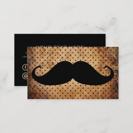 Funny Black Mustache Vintage Polka Dots Business Card