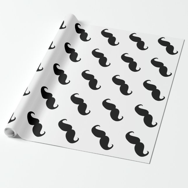 Funny Black Mustache Wrapping Paper (Unrolled)