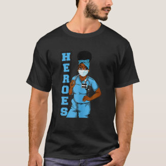 Funny Black Nurse Heroes Face Mask Afro African Am T-Shirt