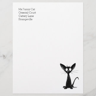 Funny Black Oriental Shorthair Cat Letterhead