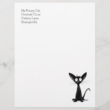 Funny Black Oriental Shorthair Cat Letterhead by StrangeStore at Zazzle