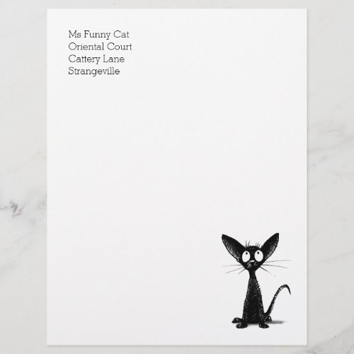 Funny Black Oriental Shorthair Cat Letterhead