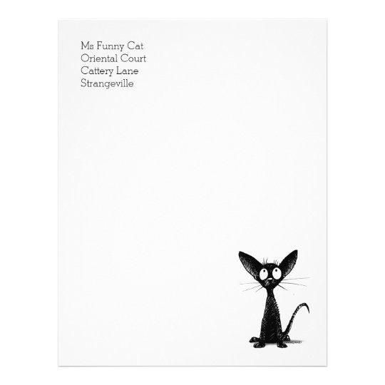 Funny Black Oriental Shorthair Cat Letterhead | Zazzle.com