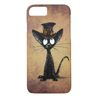 Funny Black Oriental Shorthair Steampunk Cat iPhone 8/7 Case