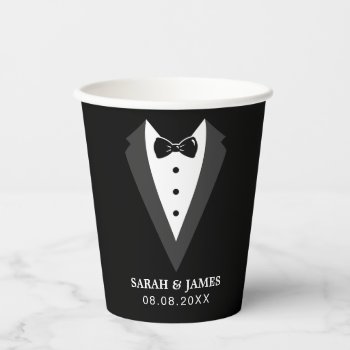 Funny Black Personalized Groomsmen Paper Cup by splendidsummer at Zazzle