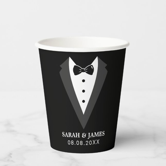 Funny Black Personalized Groomsmen Paper cup (Front)