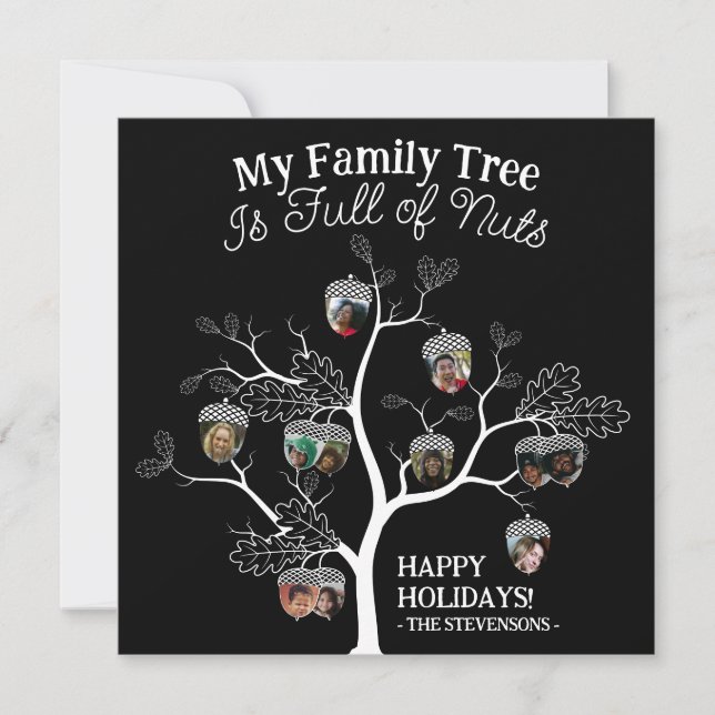 Funny Black Picture Family Tree is Full of Nuts   Holiday Card (Front)