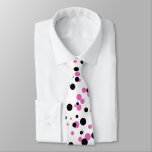 Funny Black Pink Confetti Polka Dots On White Tie at Zazzle