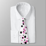Funny Black Pink Confetti Polka Dots on White Tie<br><div class="desc">Graphic design of a black and pink confetti pattern on a white background.</div>