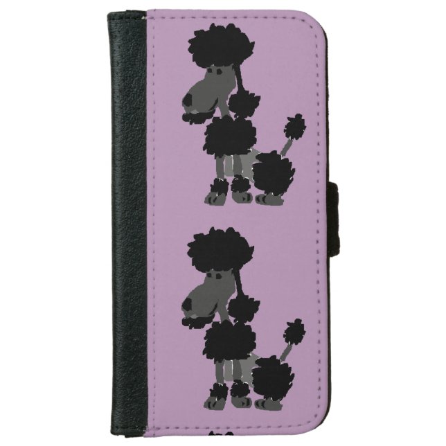 Funny Black Poodle Art Original iPhone Wallet Case (Front)