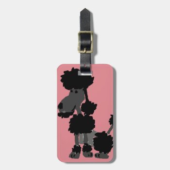 Funny Black Poodle Art Original Luggage Tag by Petspower at Zazzle