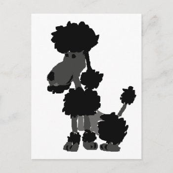 Funny Black Poodle Art Original Postcard by Petspower at Zazzle
