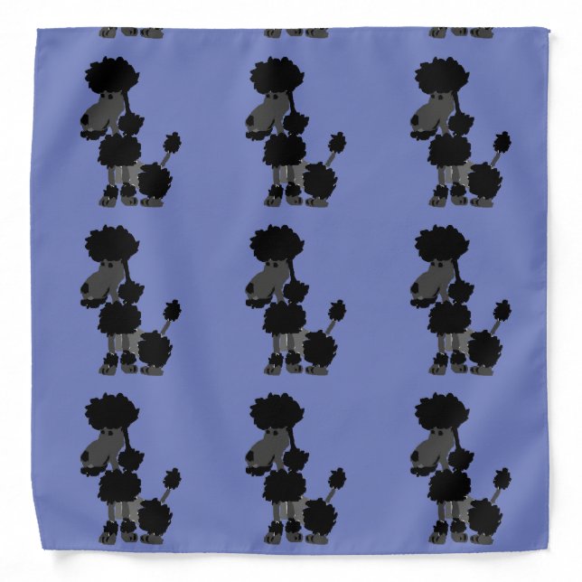 Funny Black Poodle Dog Art Bandana (Front)