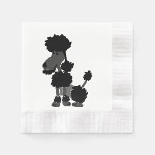 Funny Black Poodle Dog Art Napkins