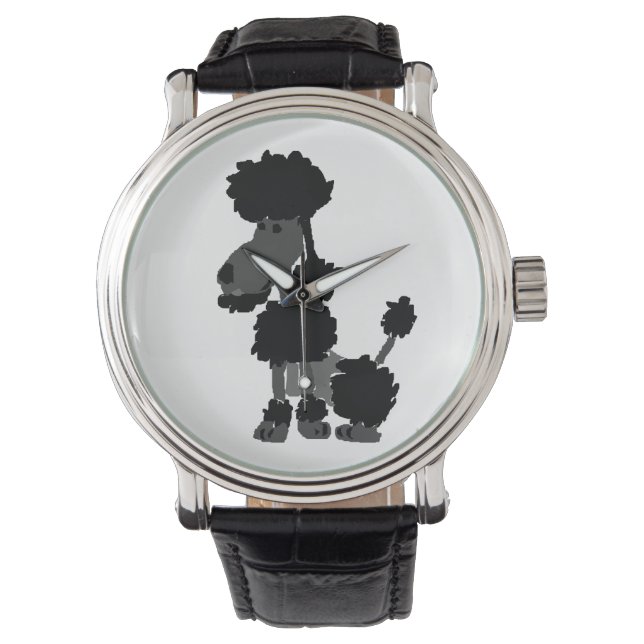 Funny Black Poodle Dog Art Watch (Front)