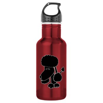 Funny Black Poodle Puppy Dog Cartoon Stainless Steel Water Bottle by Petspower at Zazzle