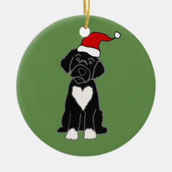 Funny Black Portuguese Water Dog Christmas Ceramic Ornament by Petspower at Zazzle