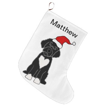 Funny Black Portuguese Water Dog Christmas Large Christmas Stocking by Petspower at Zazzle