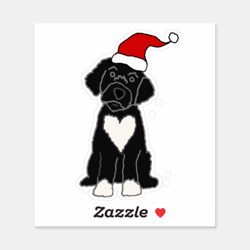 Funny Black Portuguese Water Dog Christmas Sticker
