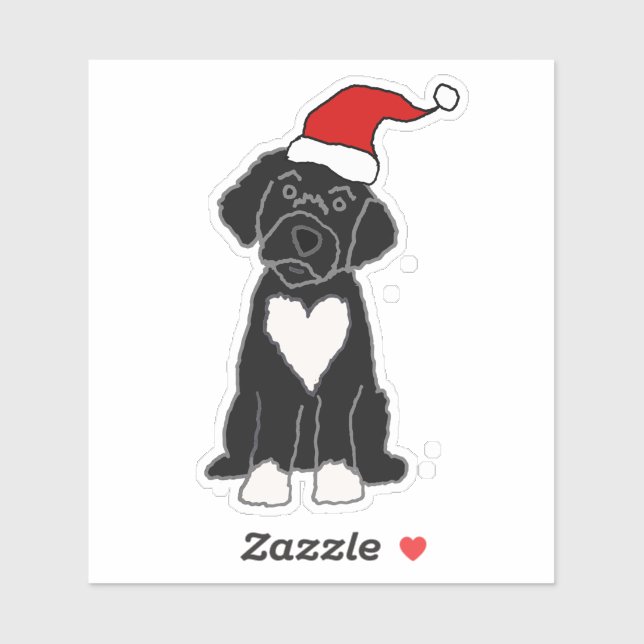 Funny Black Portuguese Water Dog Christmas Sticker (Sheet)