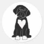 Funny Black Portuguese Water Dog Classic Round Sticker