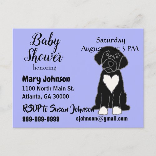 Funny Black Portuguese Water Dog Invitation Postcard