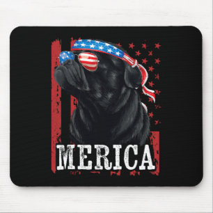 Funny Black Pug 4th Of July Dog Mom Dog Dad Merica Mouse Pad