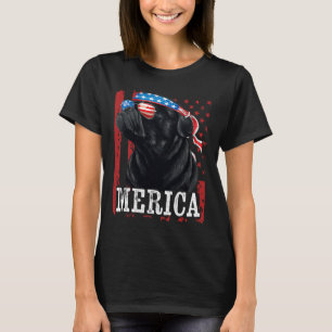 Funny Black Pug 4th Of July Dog Mom Dog Dad Merica T-Shirt