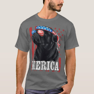 Funny Black Pug 4th of July Dog Mom Dog Dad Merica T-Shirt