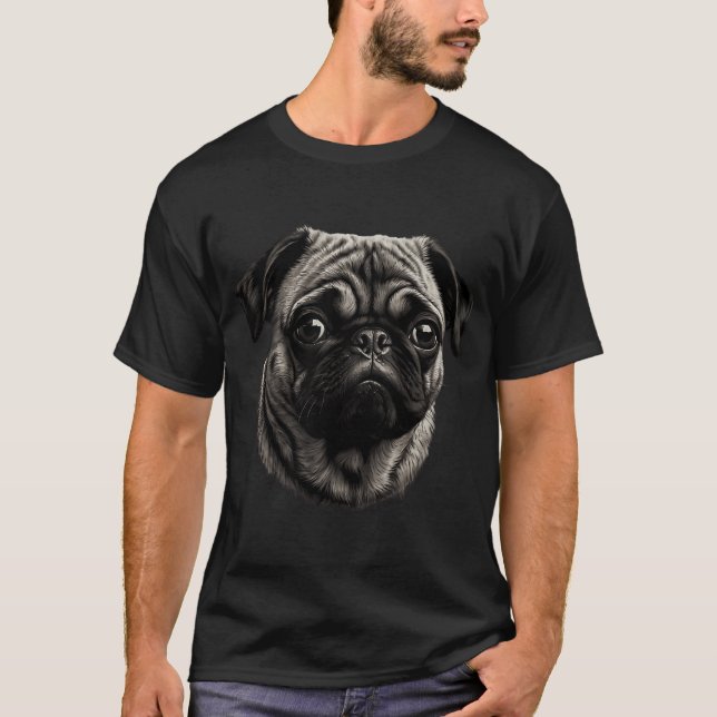 Funny Black Pug For Dog Lovers Pug T-Shirt (Front)