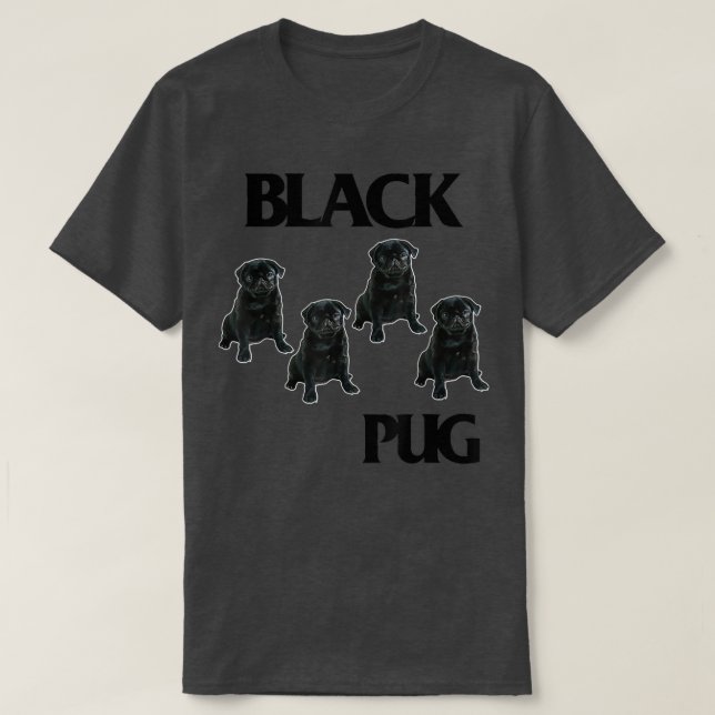 Funny Black Pugs Love Music Cute Puppies Flag Arts T-Shirt (Design Front)