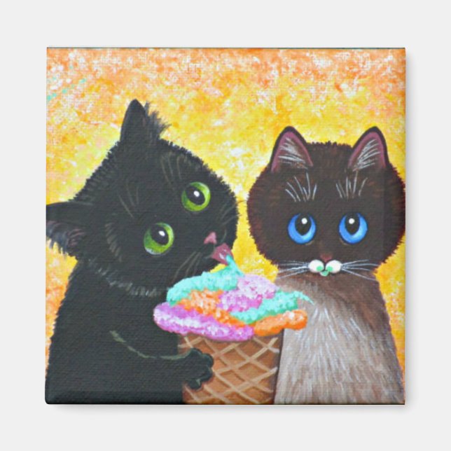 Funny Black Ragdoll Cat Creationarts Magnet (Front)