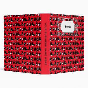 Funny Black Red Cat Fitness 3 Ring Binder