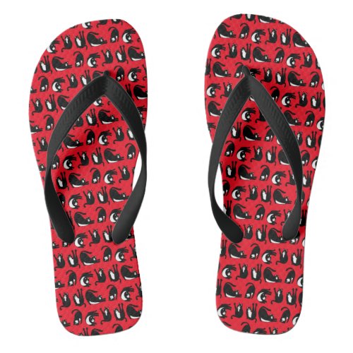 Funny Black Red Cat Fitness Flip Flops