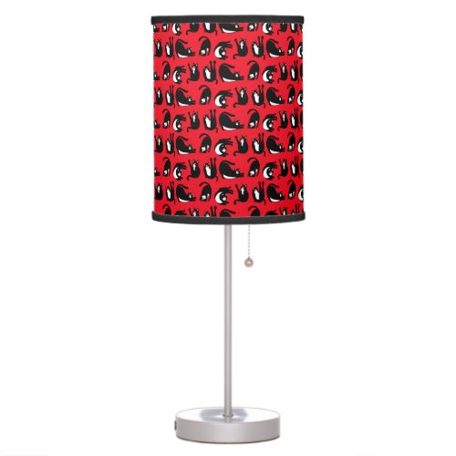 Funny Black Red Cat Fitness Table Lamp