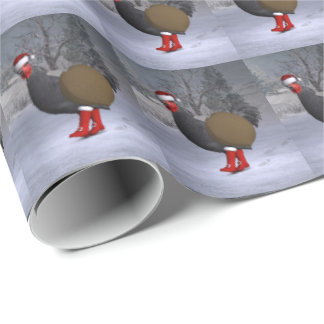 Funny Black Rooster Santa Claus Wrapping Paper