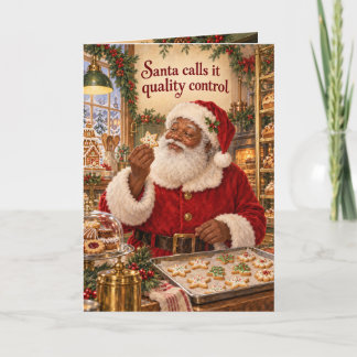 Funny Black Santa Christmas Cookie Card