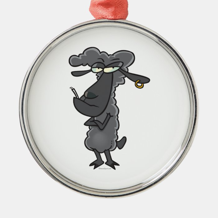 funny black sheep cartoon character christmas ornament